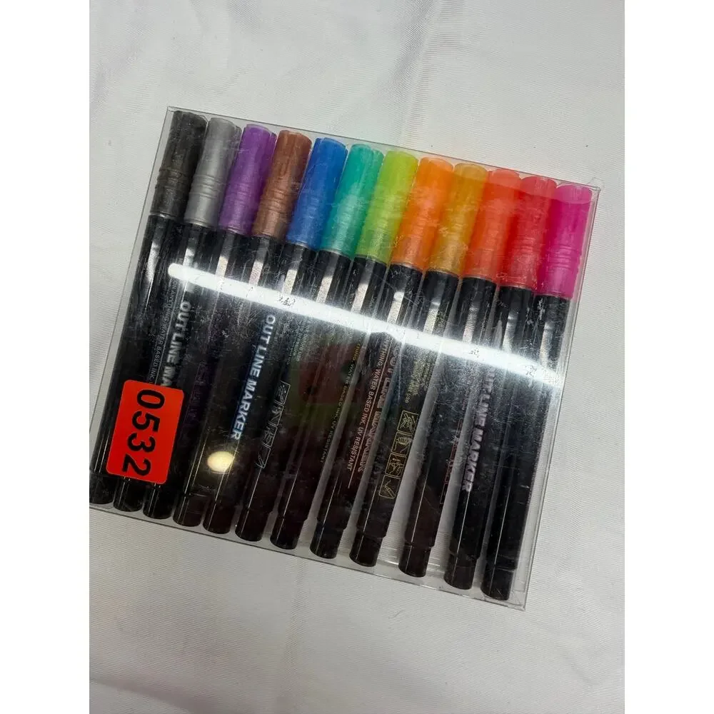Outline Marker Set – Multi‑Color Metallic Shadow Pens –New